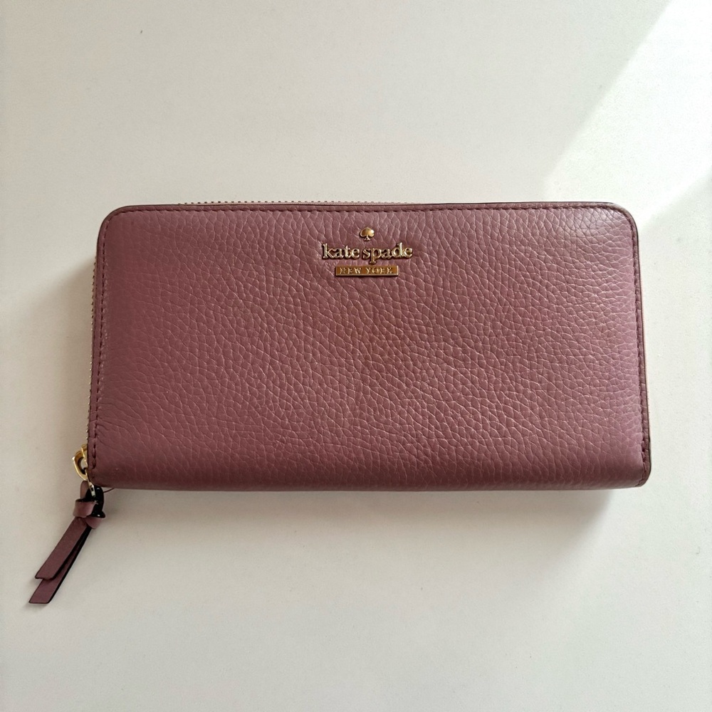 Kate Spade Leila Large Continental Wallet Pink/Purple Mauve Colour Gold Hardware